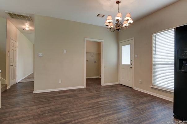Chandelier, Empty room, Interior, Wood Texture Flooring