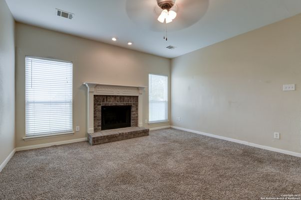 Empty room, Fireplace, Interior, Recessed Lighting