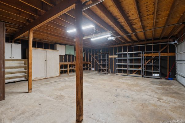 Garage, Interior, Wooden Beams, Wooden Ceilings, Wooden Walls