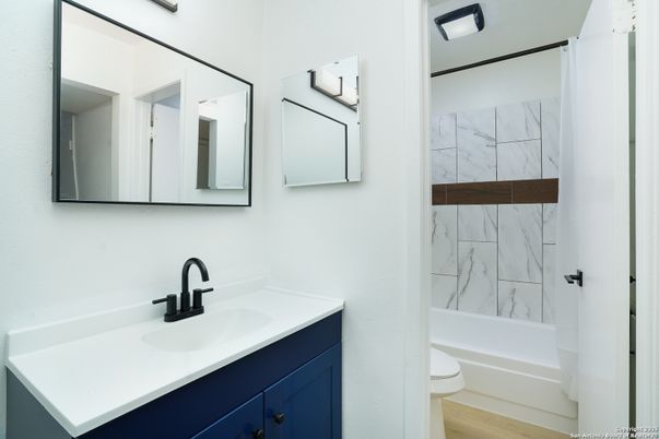 Bathroom, Interior, Marble Walls, Wood Texture Flooring
