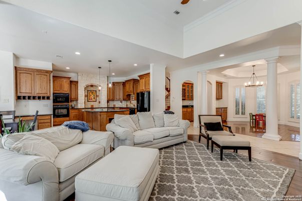 Dining room, Interior, Kitchen, Living room, Pendant Lights, Recessed Lighting, Wood Texture Flooring