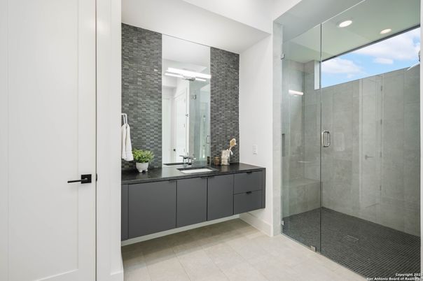 Bathroom, Dual Sink Vanities, Glass Shower, Interior, Recessed Lighting