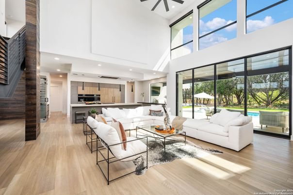 Interior, Kitchen, Living room, Recessed Lighting, Stainless Steel Appliances, Wood Texture Flooring