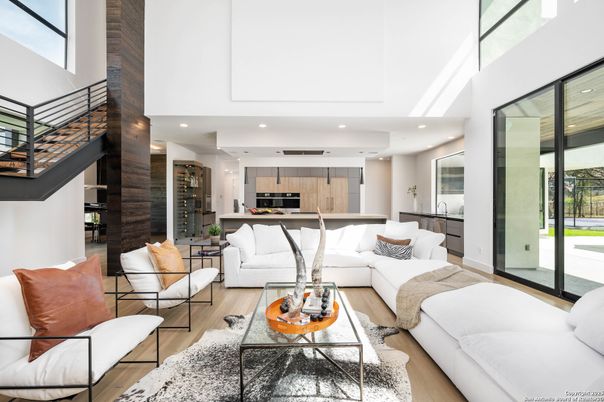 Interior, Kitchen, Living room, Recessed Lighting, Stainless Steel Appliances, Wood Texture Flooring