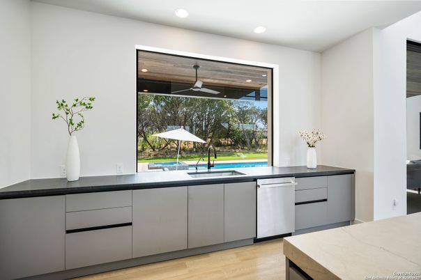 Interior, Kitchen, Recessed Lighting, Wood Texture Flooring