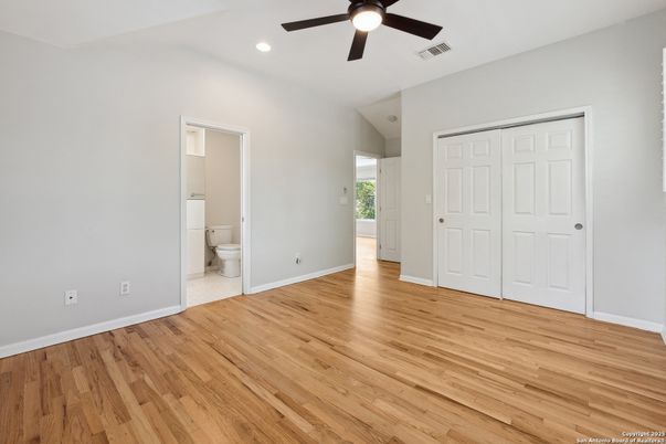 Bathroom, Empty room, Interior, Recessed Lighting, Wood Texture Flooring