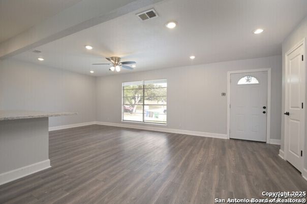 Empty room, Interior, Recessed Lighting, Wood Texture Flooring