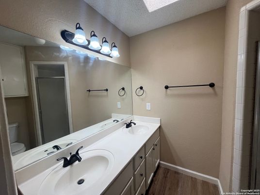 Bathroom, Dual Sink Vanities, Interior, Wood Texture Flooring