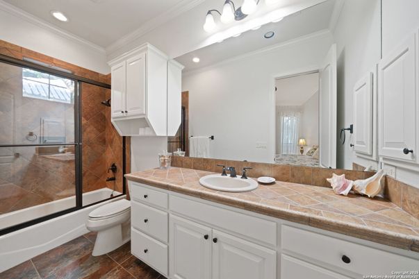 Bathroom, Glass Shower, Interior, Recessed Lighting, Tile Countertops
