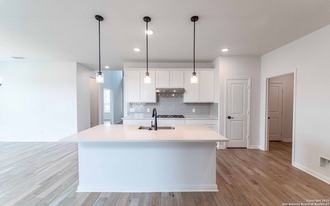 Interior, Kitchen, Pendant Lights, Recessed Lighting, Wood Texture Flooring