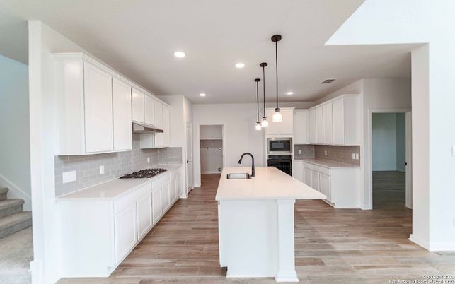 Interior, Kitchen, Pendant Lights, Recessed Lighting, Wood Texture Flooring