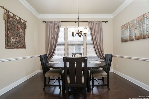 Chandelier, Dining room, Interior, Wood Texture Flooring