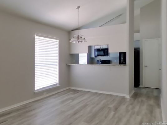 Empty room, Interior, Pendant Lights, Wood Texture Flooring