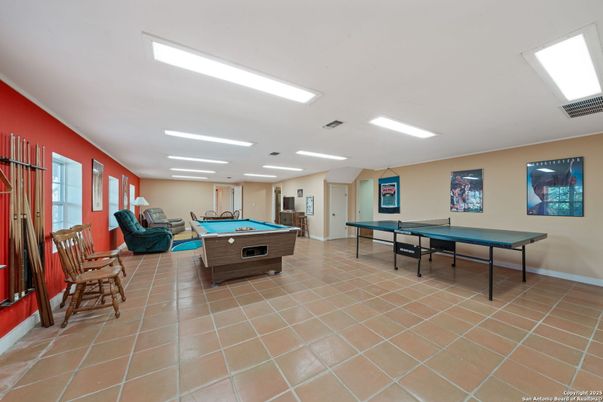 Billiard Table, Game Room, Interior, Recessed Lighting