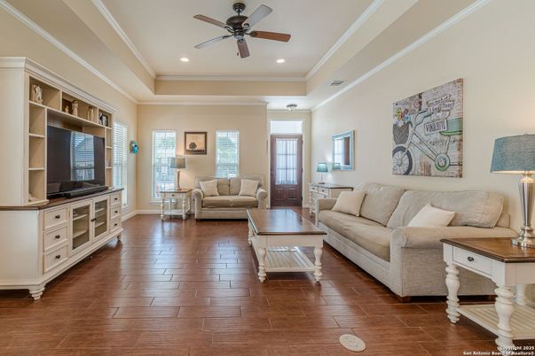 Interior, Living room, Recessed Lighting, Wood Texture Flooring