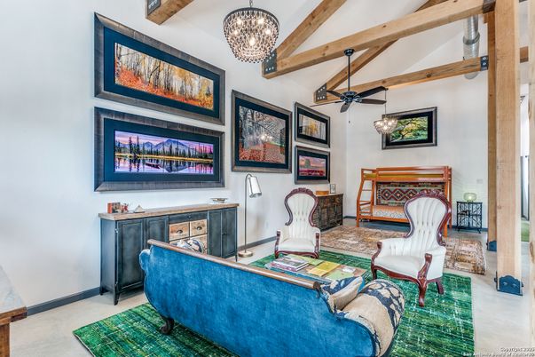 Chandelier, Interior, Living room, Wooden Beams