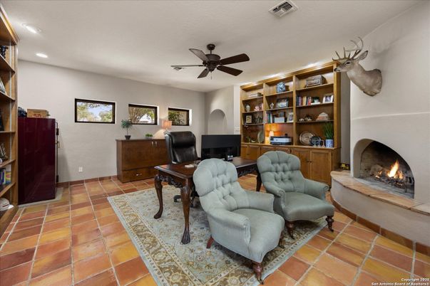 Fireplace, Home Office, Interior, Recessed Lighting