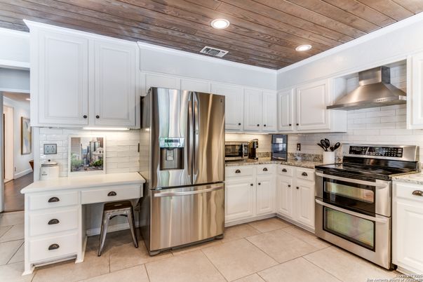 Interior, Kitchen, Recessed Lighting, Stainless Steel Appliances, Wooden Ceilings