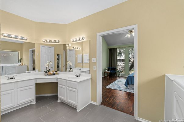 Bathroom, Dual Sink Vanities, Interior, Wood Texture Flooring