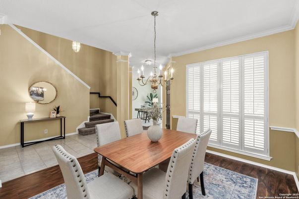 Chandelier, Dining room, Interior, Wood Texture Flooring