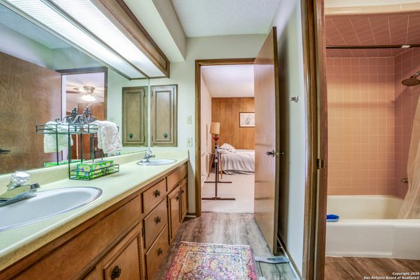 Bathroom, Bedroom, Dual Sink Vanities, Interior, Wood Texture Flooring
