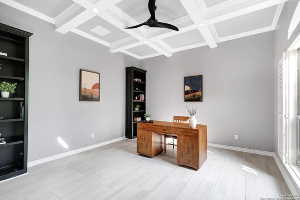Home Office, Interior, Recessed Lighting, Wood Texture Flooring