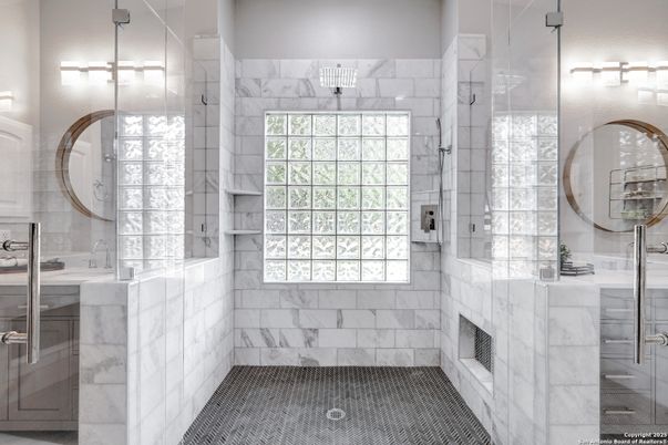 Bathroom, Glass Shower, Interior, Marble Walls