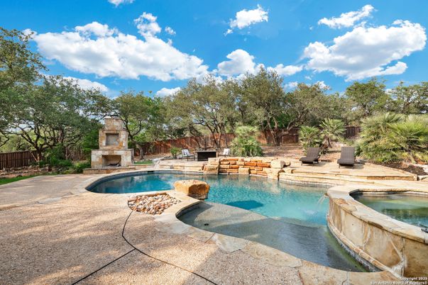 Exterior, Fireplace, Pool