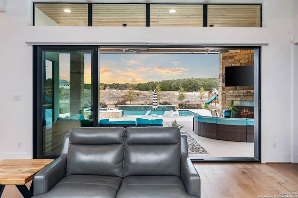 Fireplace, Interior, Pool, Wood Texture Flooring