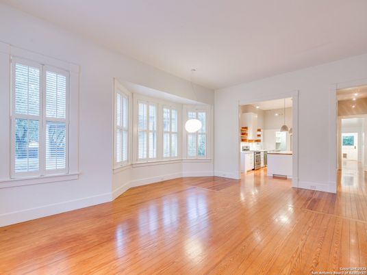 Empty room, Interior, Kitchen, Pendant Lights, Wood Texture Flooring