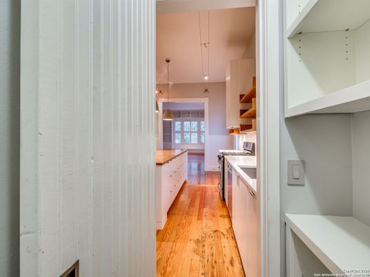 Interior, Kitchen, Pendant Lights, Wood Texture Flooring