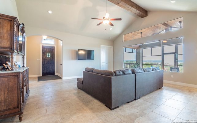 Interior, Living room, Recessed Lighting, Wooden Beams