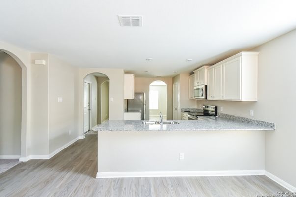 Interior, Kitchen, Recessed Lighting, Wood Texture Flooring
