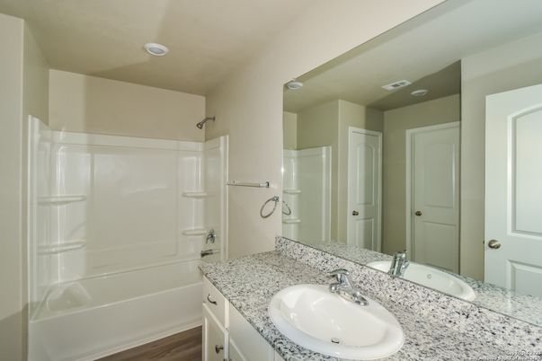 Bathroom, Interior, Recessed Lighting, Wood Texture Flooring