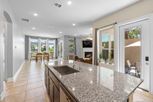 Dining room, Fireplace, Interior, Kitchen, Pendant Lights, Recessed Lighting