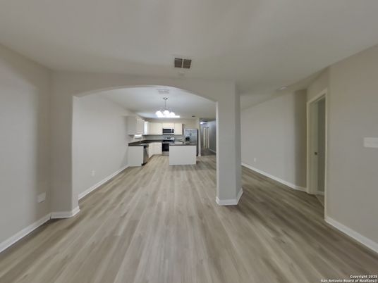 Chandelier, Empty room, Interior, Kitchen, Wood Texture Flooring