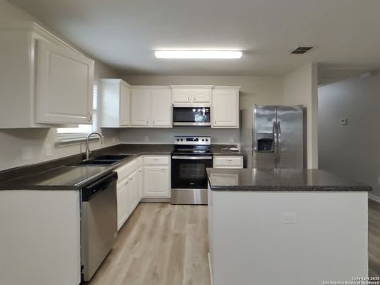 Interior, Kitchen, Stainless Steel Appliances, Wood Texture Flooring