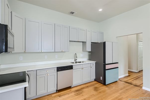 Interior, Kitchen, Recessed Lighting, Wood Texture Flooring