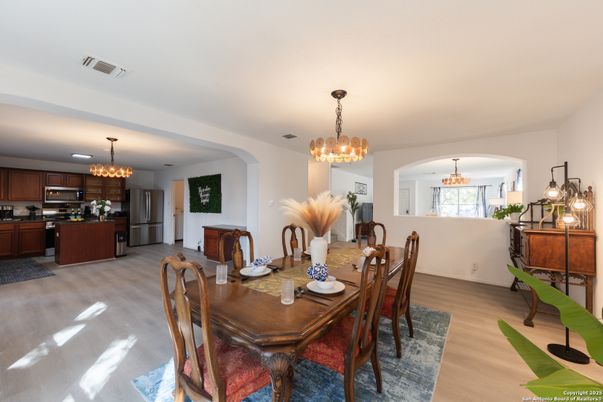 Chandelier, Dining room, Interior, Kitchen, Pendant Lights, Wood Texture Flooring