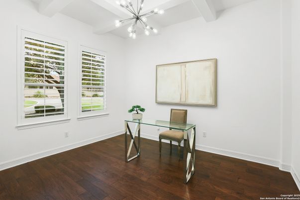 Home Office, Interior, Pendant Lights, Wood Texture Flooring