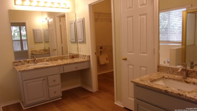 Bathroom, Dual Sink Vanities, Interior, Wood Texture Flooring