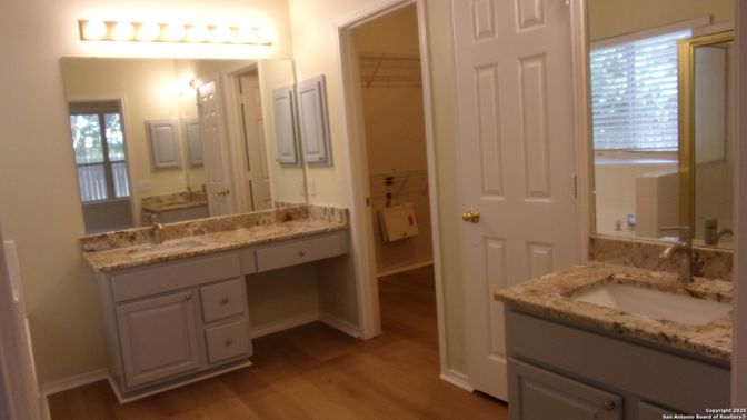 Bathroom, Dual Sink Vanities, Interior, Wood Texture Flooring