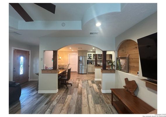 Interior, Kitchen, Recessed Lighting, Wood Texture Flooring