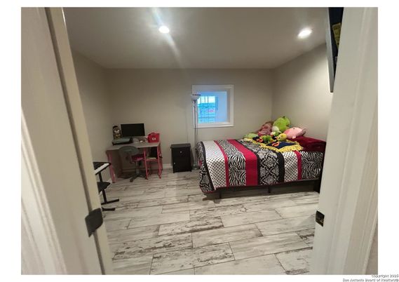 Bedroom, Home Office, Interior, Marble, Recessed Lighting, Wood Texture Flooring