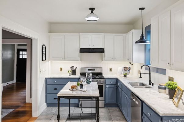 Interior, Kitchen, Pendant Lights, Stainless Steel Appliances, Wood Texture Flooring