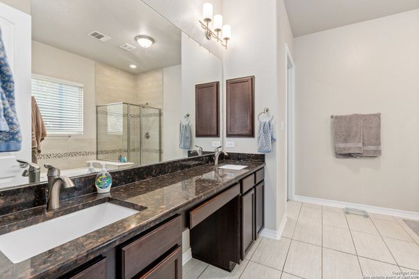 Bathroom, Dual Sink Vanities, Glass Shower, Interior, Recessed Lighting
