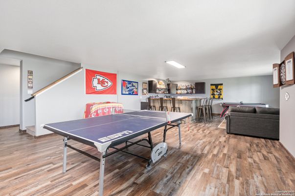 Game Room, Interior, Recessed Lighting, Wood Texture Flooring