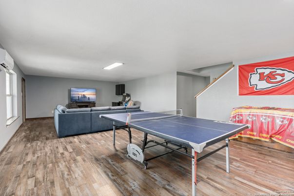 Game Room, Interior, Living room, Recessed Lighting, Wood Texture Flooring