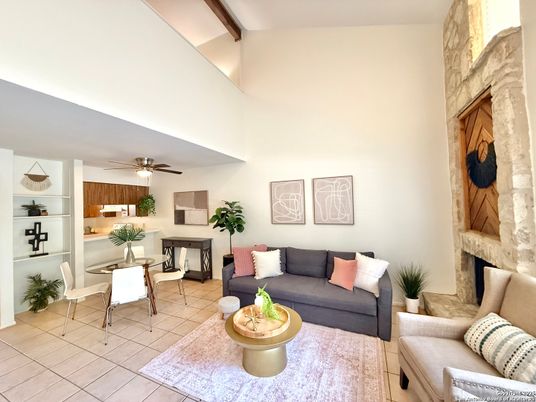 Fireplace, Interior, Kitchen, Living room, Stone Walls