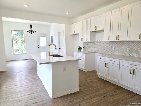 Interior, Kitchen, Pendant Lights, Recessed Lighting, Wood Texture Flooring